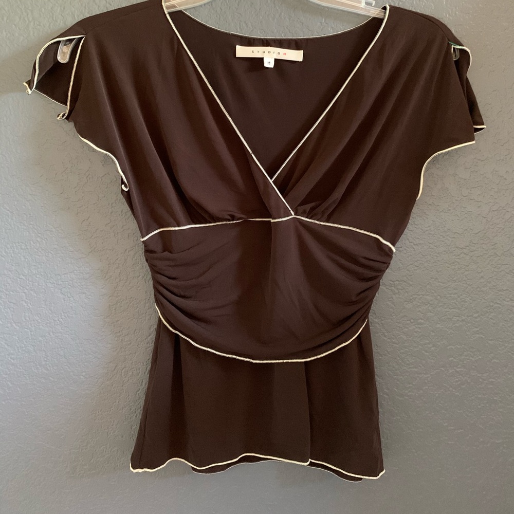 Studio M Chocolate Brown Top w Detail